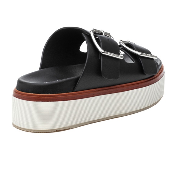 NWT J/SLIDES BOWIE Black Leather Sandal - Picture 3 of 13